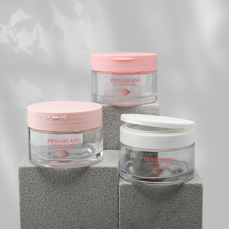 Luxury Cosmetic Cream Glass Jars With Matte Pink Cap 200g Lip Body Exfoliating Scrub Container