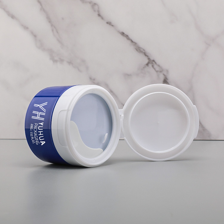 New design 50g 100g cream jar with flip top cap, color customized, logo accept. sample free