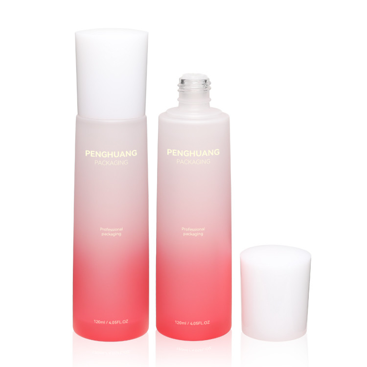 Customized Whitening Essence Lotion Glass Bottles  120ml Gradient Red