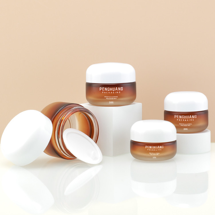 OEM Cream Glass Jars Luxury Cosmetic Packaging With Dome Cap