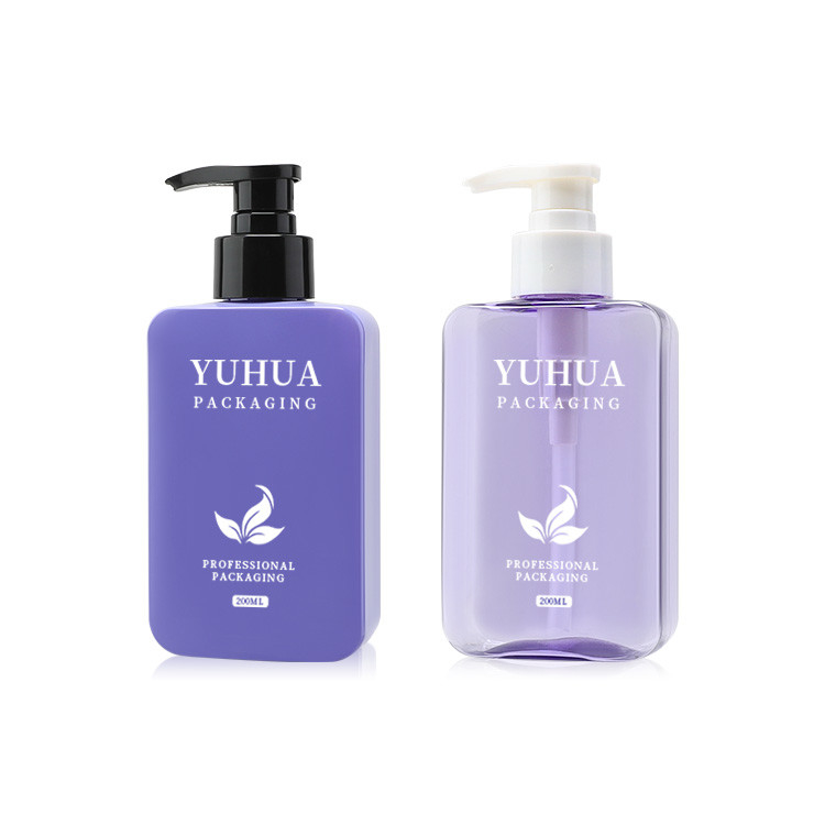 Purple Plastic Lotion Bottle With Press Pump 200ml For Shampoo