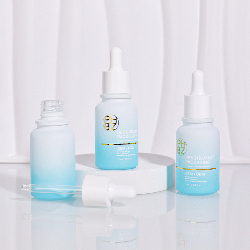 Custom Logo 30ml Glass Serum Bottle Matte White Dropper Bottle For Hair Oil