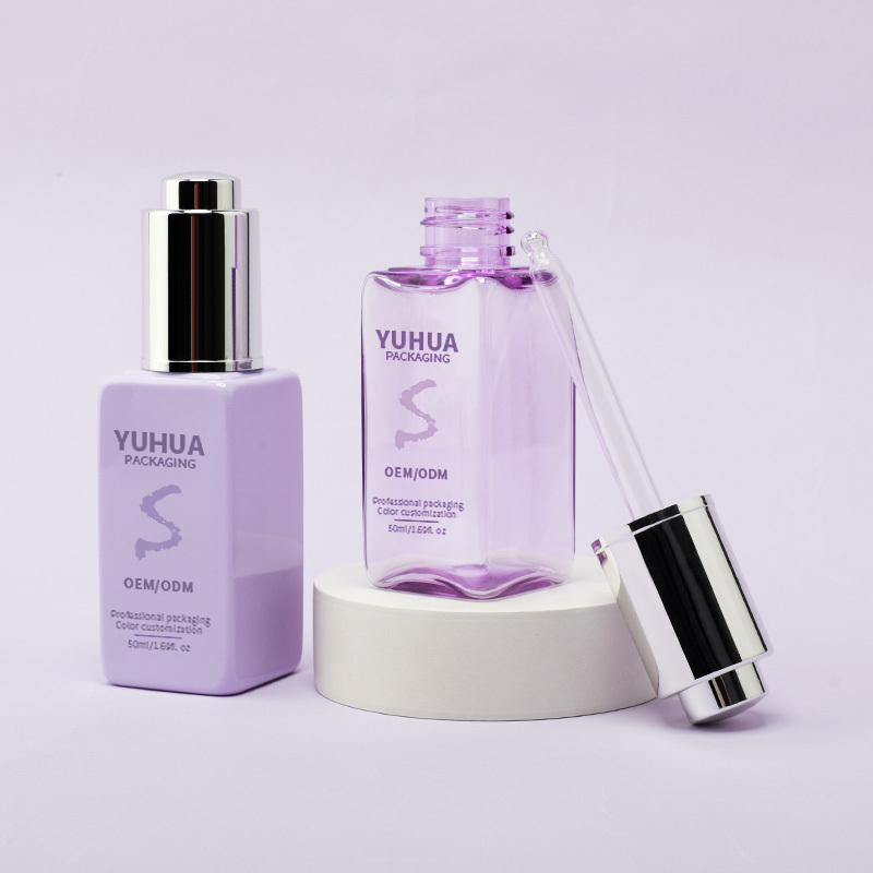 Custom Logo Plastic Square Dropper Bottle Essence Oil Serum Bottle For Customized Logo Skincare