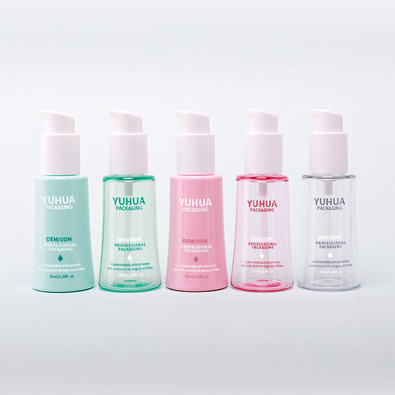 Plastic Facial Body Lotion Pump Bottle 50ml Conical Oil Serum Bottle For Effective Skincare Solutions