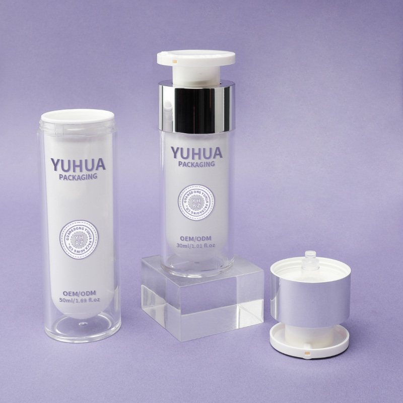 Custom 30ml 50ml PP Material Airless Pump Bottle for Face Cream and Serum Lotion Refillable Double Wall Design