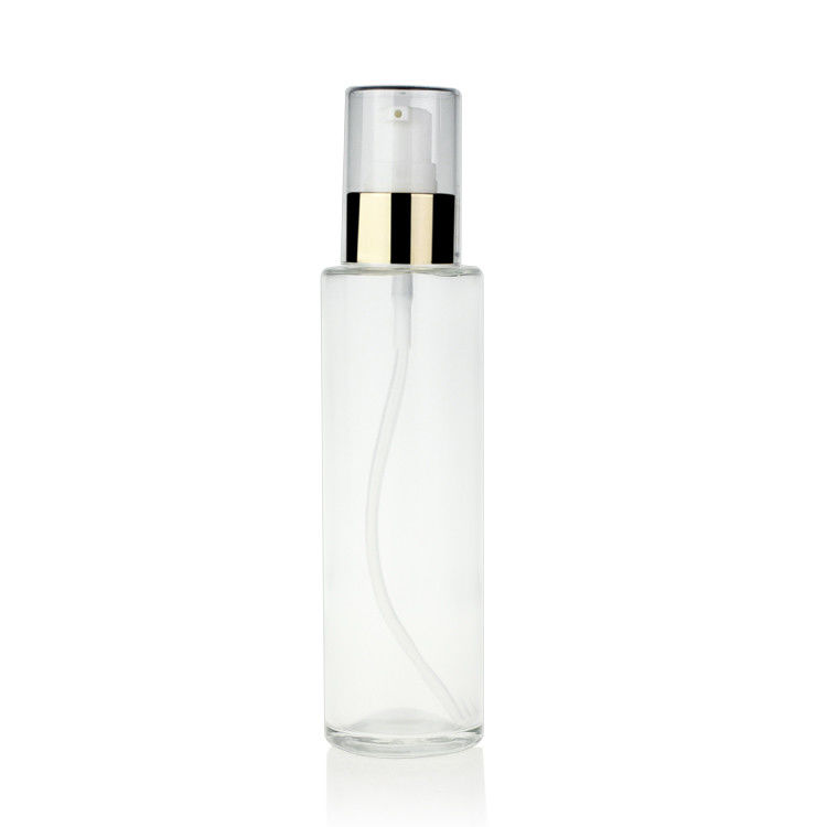 Transparent 120ml Glass Lotion Bottles With Pump FDA Certificate Round Shape