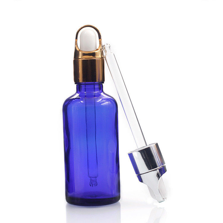 Cosmetic Packaging Blue Essential Oil Bottles Glass Dropper Bottles 50ml
