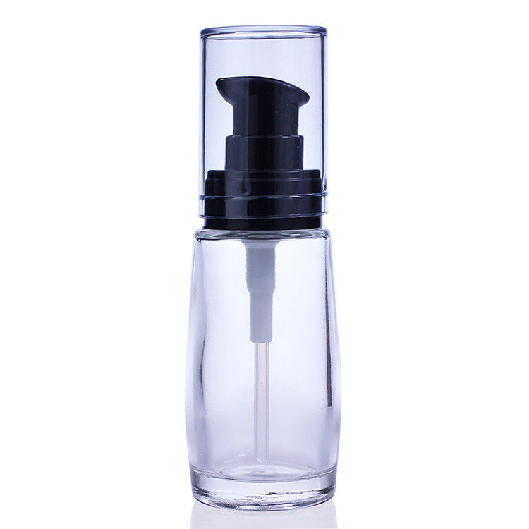 Custom Design Glass Cosmetic 30ml Foundation Bottle With  Pump For Liquid Makeup F033