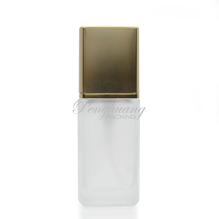 Frosted Foundation Glass Bottle/ 30ml Cosmetic Liquid Foundation Bottle With Gold Pump