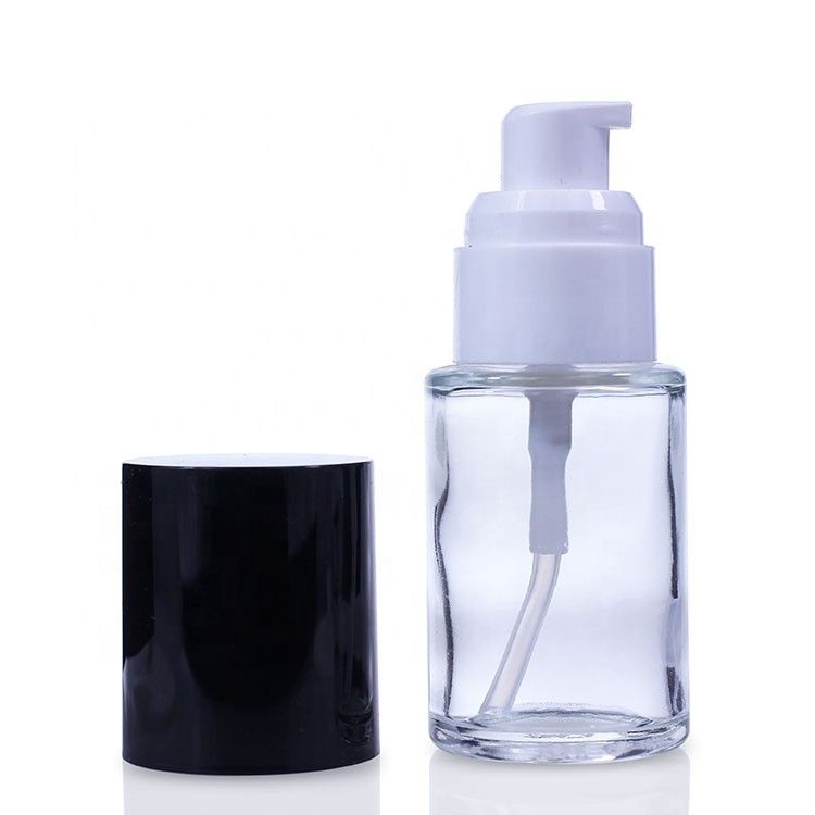 30 Ml Empty Round Frosted Makeup Liquid Foundation Pump Glass Bottle F036