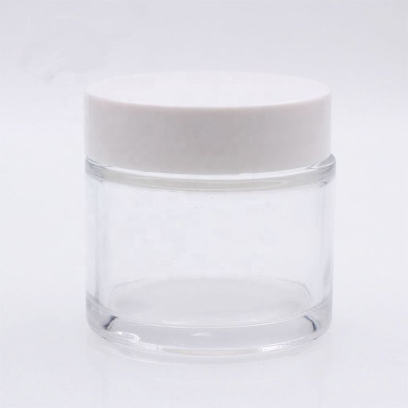 60g Frosted Cream Glass Jars Plastic Cap Eco Friendly For Cosmetic