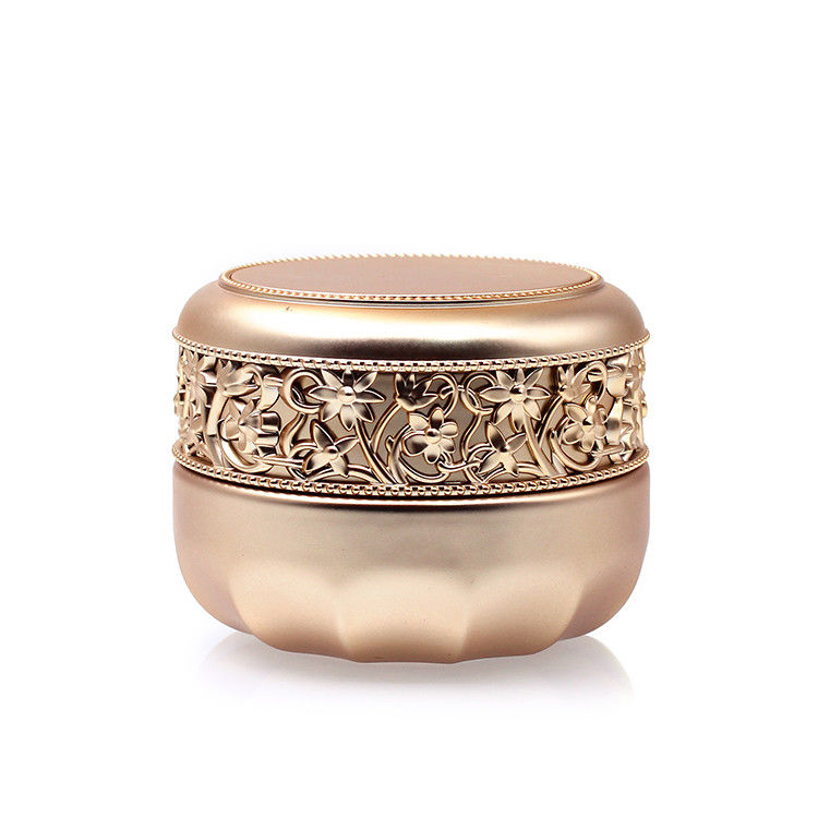 Round 30g 50g Glass Cosmetic Container Gold Stamping Embossment
