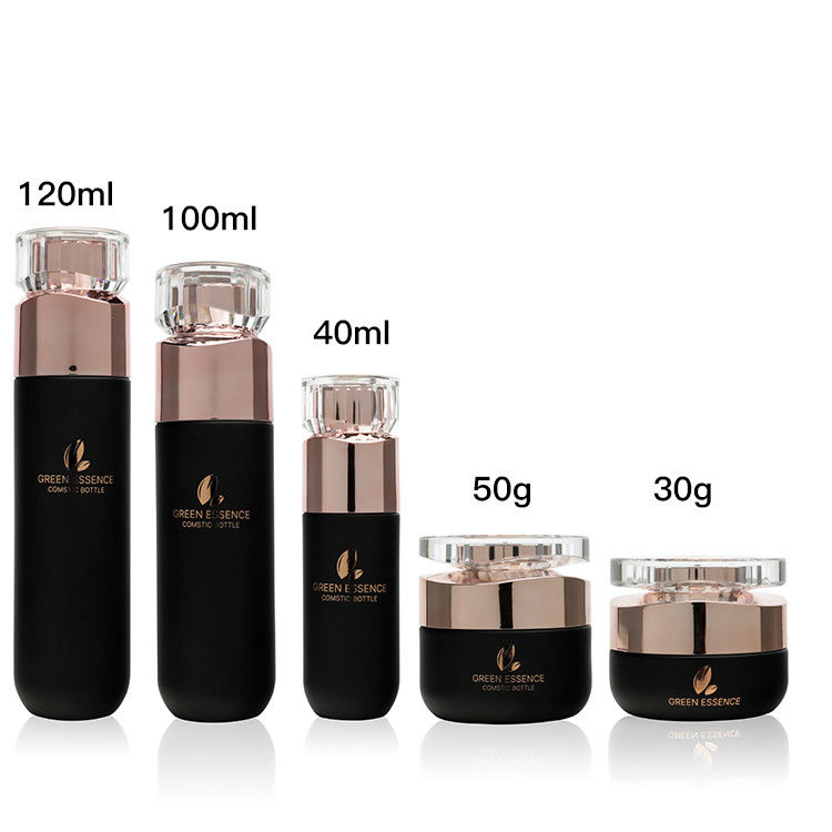 Black 40ml-120ml Cosmetic Packaging Set For Skin Care Cream Lotion
