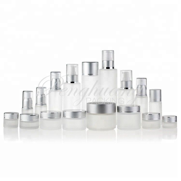 5g-200g Empty Frosted Glass Cosmetic Packaging Gogerous With Lid