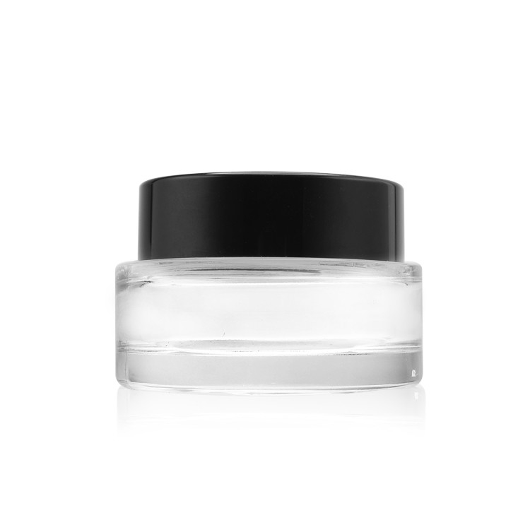 Cosmetics Packaging Flat Round Face Cream Jar Clear Glass Cream Jar 50g 30g