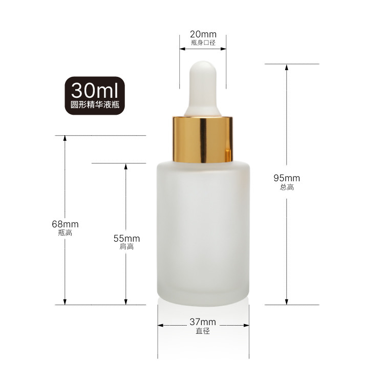 30ml Face Serum Glass Dropper Bottle Color Painting Frosted For Skin Care