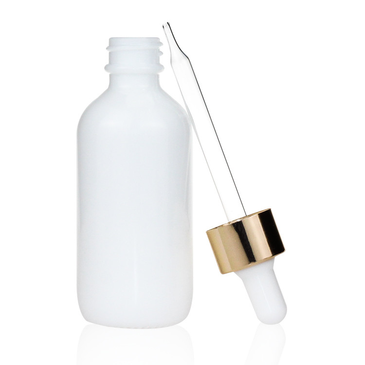 60ml Empty White Opal Boston Glass Bottle Cosmetic Packaging