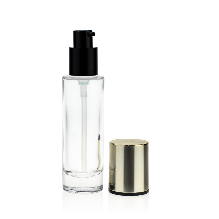 30ml Clear Liquid Foundation Glass Pump Bottle Cosmetic Packaging