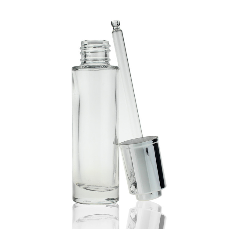 Cosmetic Glass Dropper Face Serum Bottles 30ml Clear Round Bottle