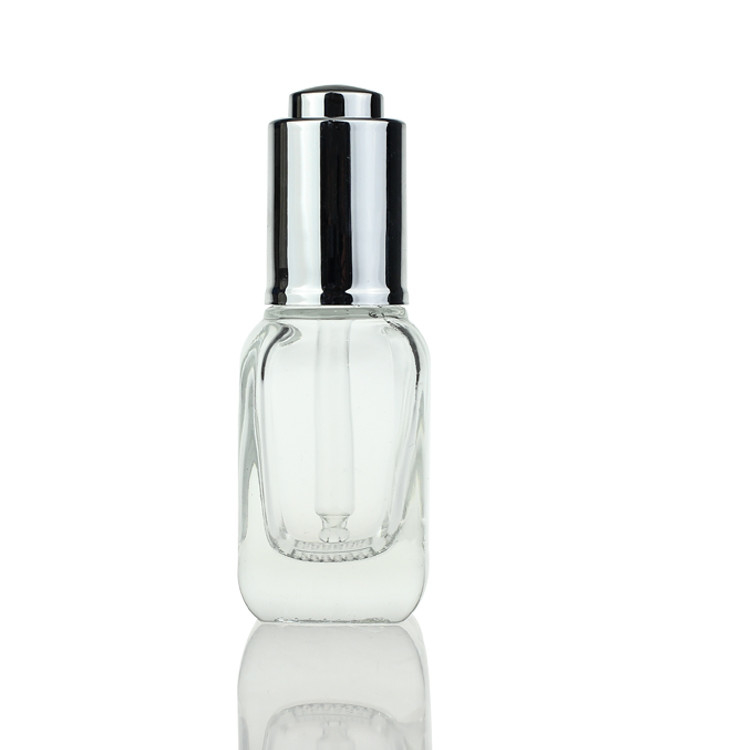 30ml Rectangle Square Clear Glass Serum Dropper Bottle Makeup Container S028B