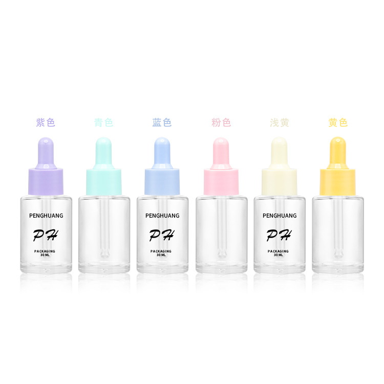 Colored 30ml Glass Serum Dropper Bottles Cosmetic Skincare Packaging