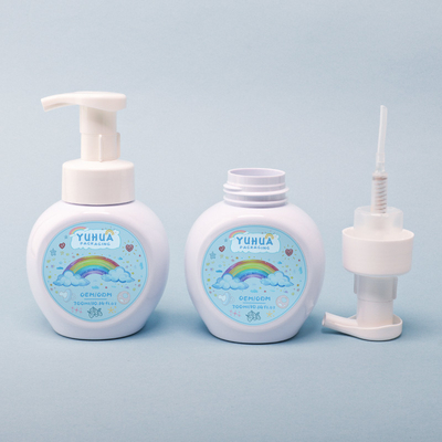 Round Lotion Shampo Bottle 300ml Plastic Foam Bottle For Facial Cleaning