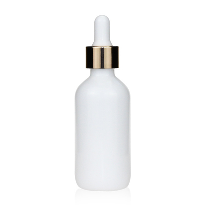 Empty White Ceramic Boston Glass Bottle Cosmetic Packaging