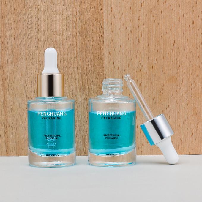 Round Massage Oil Glass Dropper Bottle Serum Pipette 30ml Clear Glass